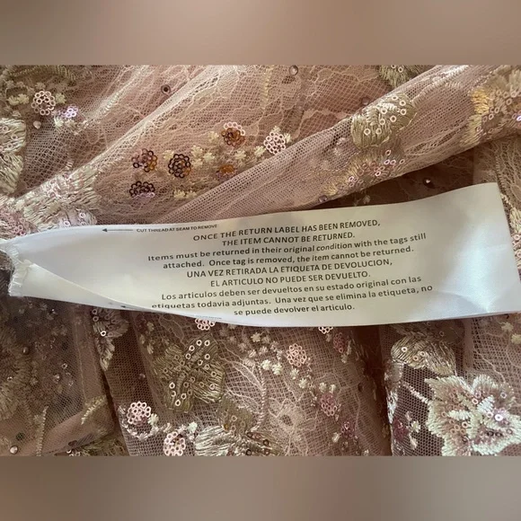 Mac Duggal Size 10 Blush Pink Beaded Floral Lace Midi Dress NWT Formal Cocktail - Picture 12 of 15